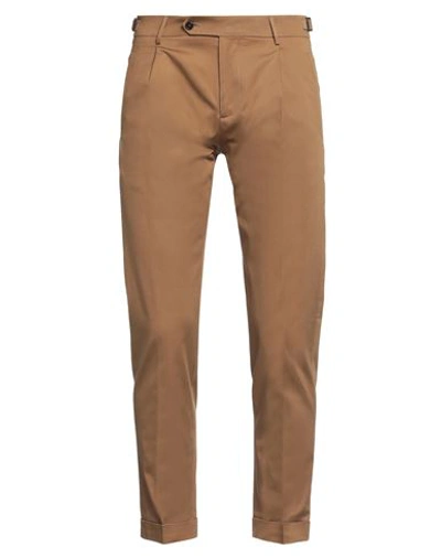 Shop Berwich Man Pants Camel Size 28 Cotton, Elastane In Beige