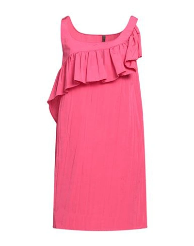 Shop Manila Grace Woman Mini Dress Fuchsia Size 6 Cotton, Polyester In Pink