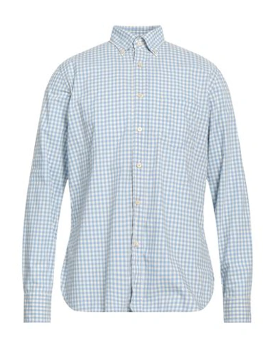 Shop Alessandro Gherardi Man Shirt Azure Size L Cotton In Blue