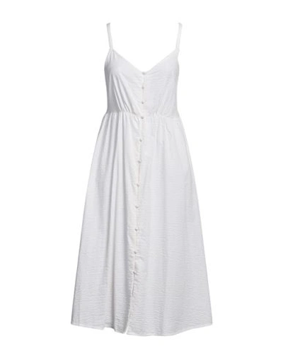 Shop Jacqueline De Yong Woman Midi Dress Beige Size L Cotton