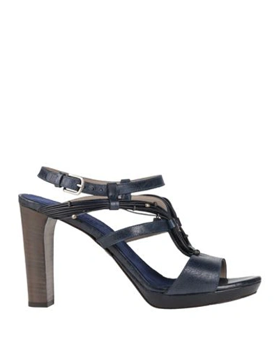 Shop Henry Beguelin Woman Sandals Midnight Blue Size 5 Leather