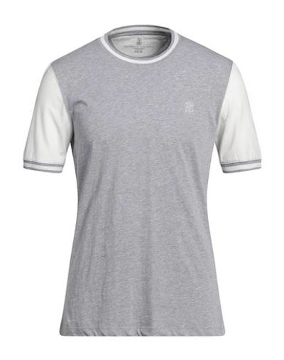 Shop Brunello Cucinelli Man T-shirt Light Grey Size M Cotton
