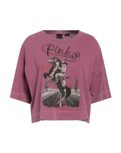 Shop Pinko Woman T-shirt Mauve Size M Cotton In Purple