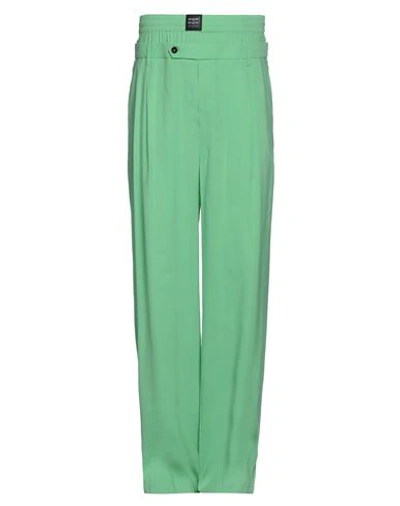 Msgm Man Pants Green Size 32 Viscose, Polyester In Green