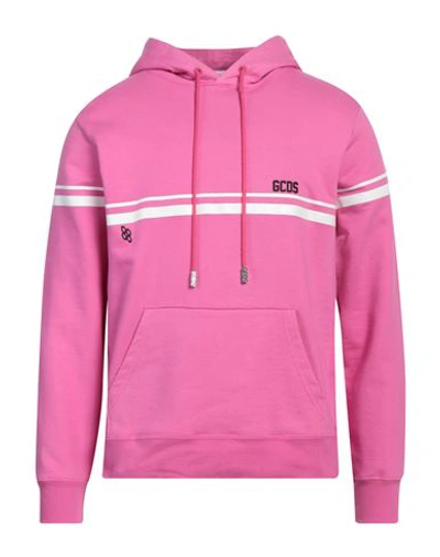 Shop Gcds Man Sweatshirt Fuchsia Size M Cotton In Pink