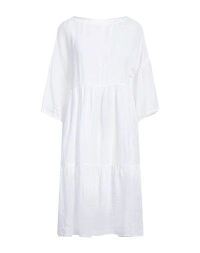 Shop 120% Lino Woman Midi Dress White Size 6 Linen