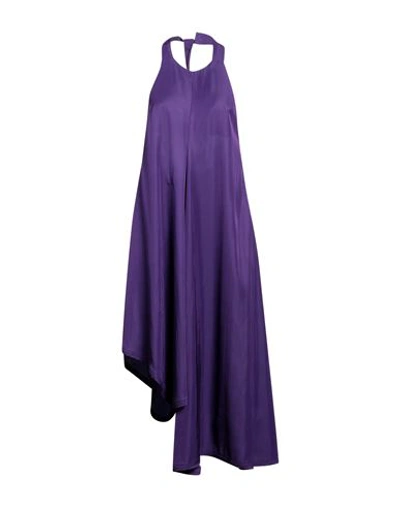 Malloni Woman Midi Dress Purple Size 4 Viscose, Rayon In Purple