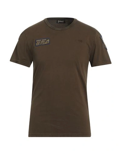 Shop Schott Man T-shirt Military Green Size L Cotton