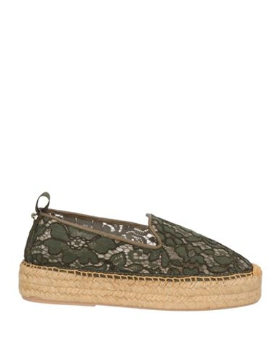 Baldinini Woman Espadrilles Military Green Size 11 Textile Fibers In Green