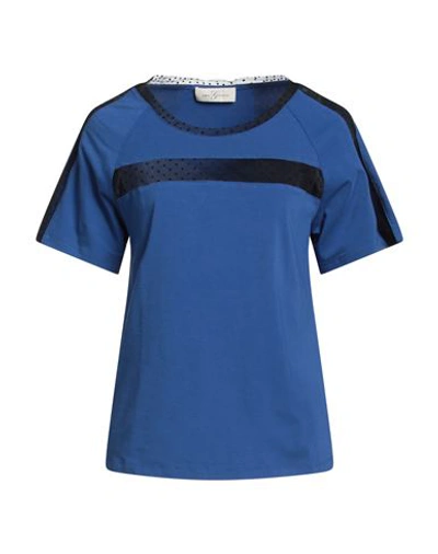 Shop Corte Dei Gonzaga Woman T-shirt Blue Size Xl Cotton, Elastane, Polyester