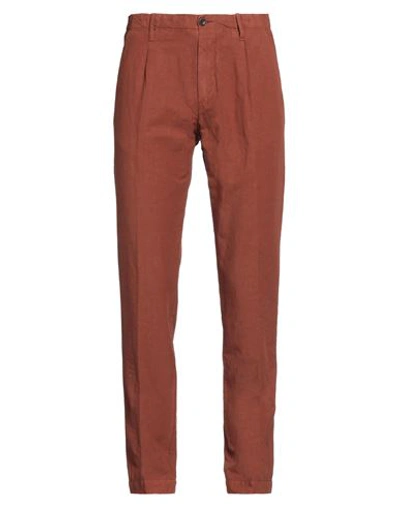 Shop Myths Man Pants Brick Red Size 36 Cotton, Linen
