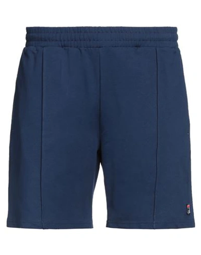 Shop Fila Man Shorts & Bermuda Shorts Navy Blue Size Xl Cotton, Elastane