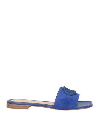 Shop Baldinini Woman Sandals Bright Blue Size 8 Leather