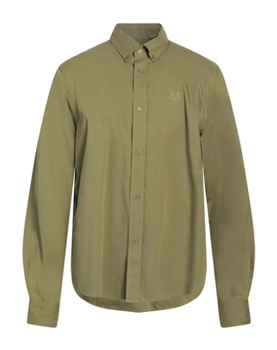 Shop Kenzo Man Shirt Military Green Size 16 Cotton
