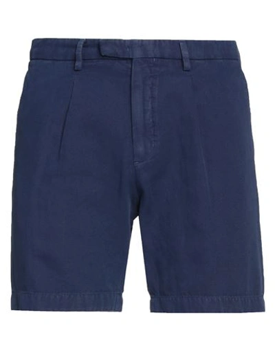 Shop Boglioli Man Shorts & Bermuda Shorts Navy Blue Size 32 Cotton, Linen