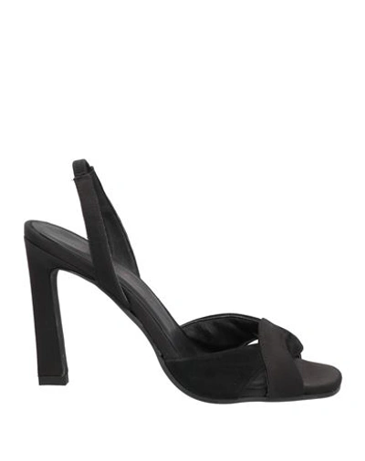 Daniele Ancarani Woman Sandals Black Size 11 Leather, Textile Fibers In Black