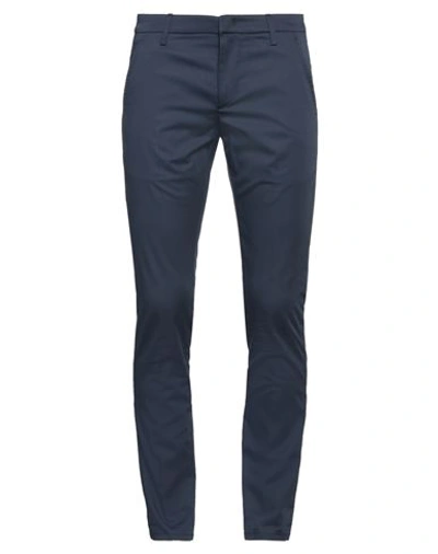 Shop Dondup Man Pants Navy Blue Size 31 Cotton, Silk, Elastane