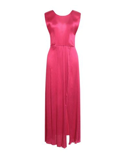 Shop Hanami D'or Woman Maxi Dress Fuchsia Size 12 Acetate, Silk In Pink