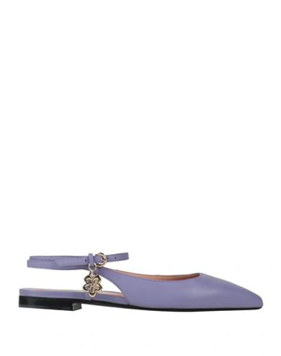 Shop Pollini Woman Ballet Flats Light Purple Size 8 Leather