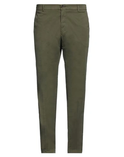 Shop Berwich Man Pants Military Green Size 42 Cotton, Elastane