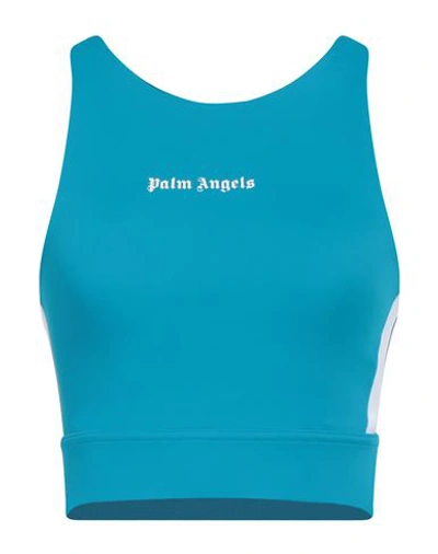 Shop Palm Angels Woman Top Azure Size Xs Polyamide, Elastane, Polyester In Blue