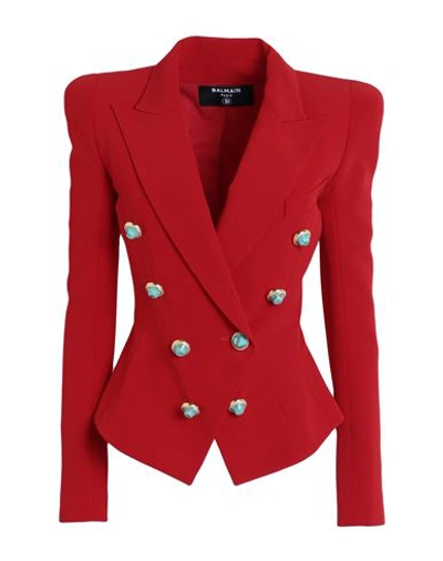 Shop Balmain Woman Blazer Red Size 4 Viscose