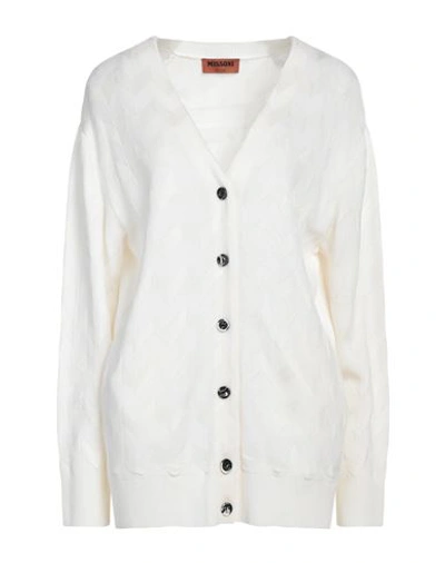 Shop Missoni Woman Cardigan Ivory Size 8 Wool, Viscose, Polyamide In White