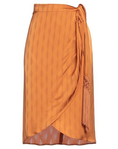 Shop Nenette Woman Midi Skirt Orange Size 8 Viscose