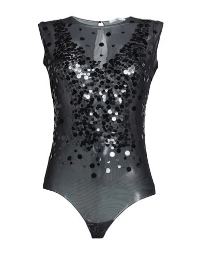 Shop Gil Santucci Woman Bodysuit Black Size 8 Polyester, Polyurethane, Elastane