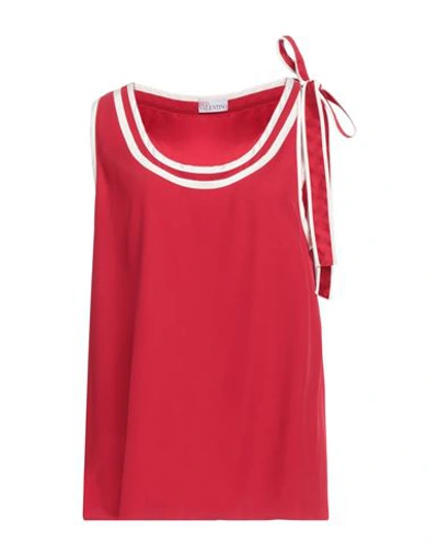 Shop Red Valentino Woman Top Red Size 4 Acetate, Viscose