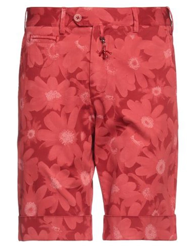 Shop Isaia Man Shorts & Bermuda Shorts Red Size 36 Cotton, Elastane