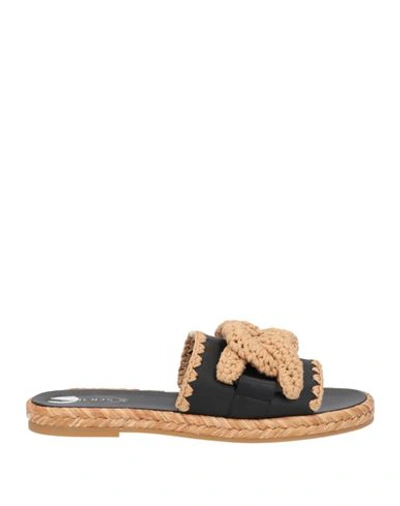 Tod's Woman Espadrilles Black Size 10 Soft Leather, Textile Fibers In Black