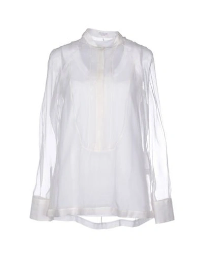 Shop Brunello Cucinelli Woman Top Off White Size Xl Silk