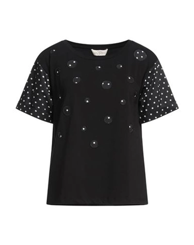 Shop Corte Dei Gonzaga Woman T-shirt Black Size 10 Cotton, Elastane, Polyester