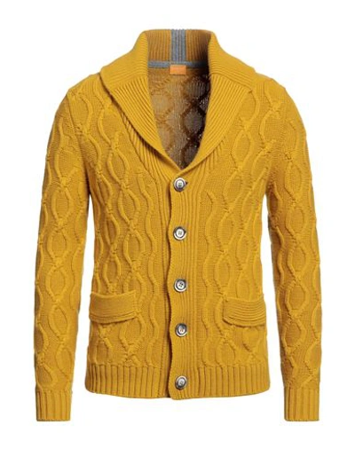 Shop Svevo Man Cardigan Mustard Size 40 Cashmere In Yellow