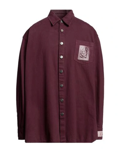 Shop Raf Simons Man Shirt Burgundy Size L Cotton In Red