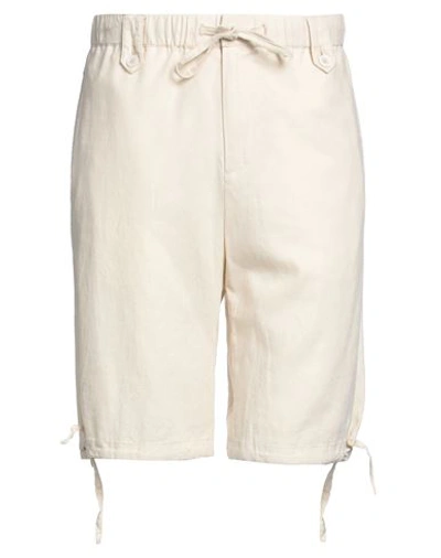 Shop Daniele Alessandrini Man Shorts & Bermuda Shorts Ivory Size 32 Linen, Viscose In White