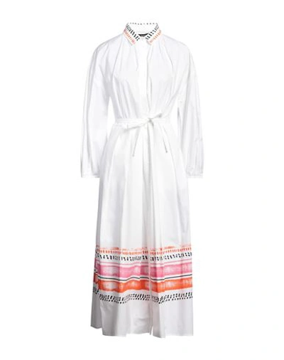 Shop Piazza Sempione Woman Midi Dress White Size 10 Cotton, Elastane
