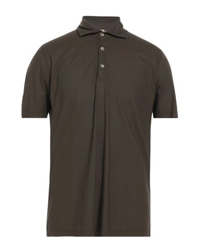 Shop H953 Man Polo Shirt Dark Brown Size 44 Cotton