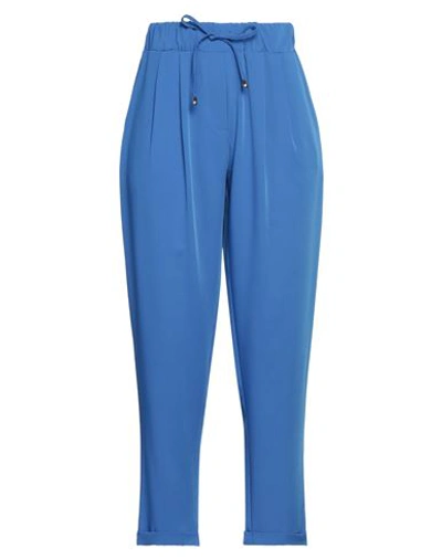 Shop Angela Mele Milano Woman Pants Blue Size Xl Viscose, Polyester, Elastane