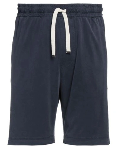 Shop Daniele Fiesoli Man Shorts & Bermuda Shorts Navy Blue Size L Cupro, Cotton