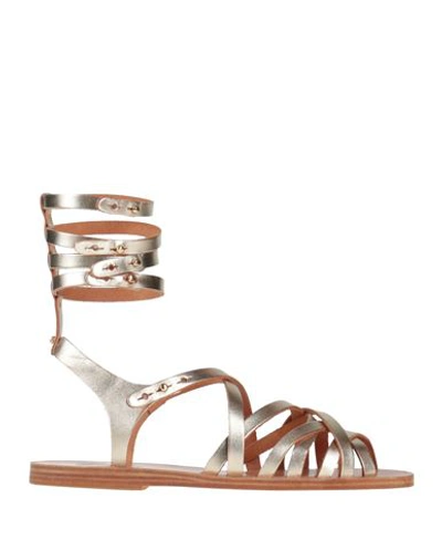 Shop Ancient Greek Sandals Woman Sandals Platinum Size 8 Cowhide In Grey