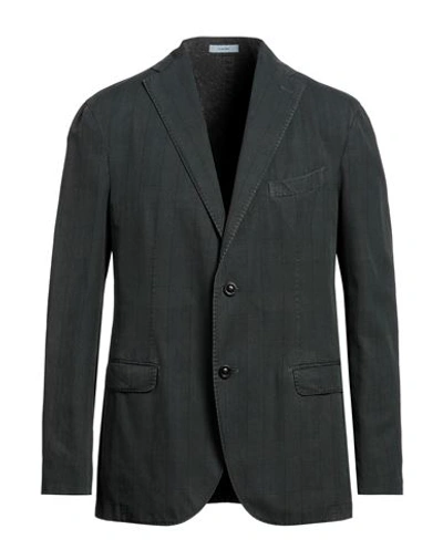 Shop Boglioli Man Blazer Dark Green Size 42 Cotton, Silk