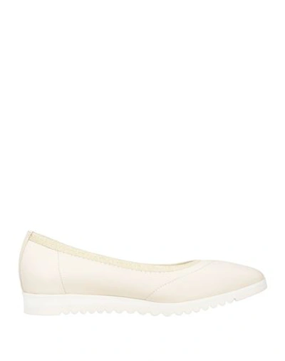 Shop Baldinini Woman Ballet Flats Cream Size 6.5 Leather, Textile Fibers In White