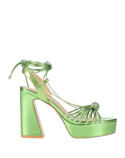 Shop Emanuélle Vee Woman Sandals Acid Green Size 8 Soft Leather