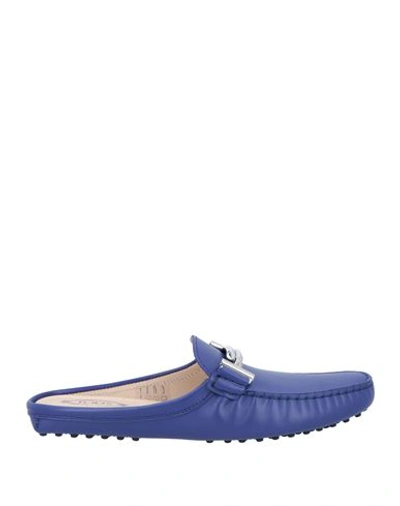 Tod's Woman Mules & Clogs Purple Size 7.5 Leather In Purple