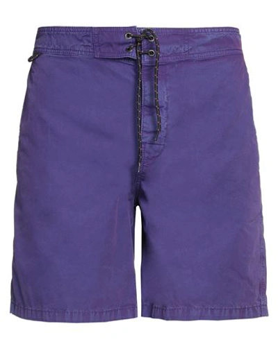 Shop Sundek Man Shorts & Bermuda Shorts Purple Size 32 Cotton