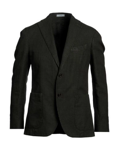 Shop Boglioli Man Blazer Dark Green Size 40 Cotton, Linen