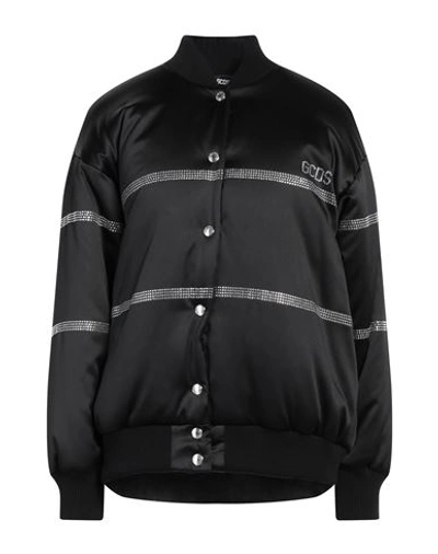 Shop Gcds Woman Jacket Black Size L Polyester, Elastane