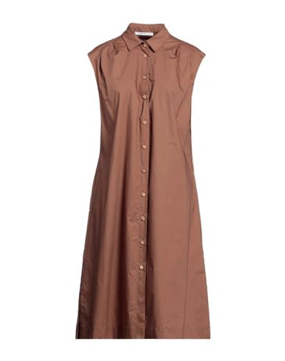 Shop Le Sarte Del Sole Woman Midi Dress Brown Size L Cotton